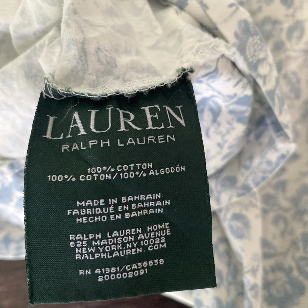 Vintage RALPH LAUREN French Country Cottage Floral Blue Standard Pillow Case